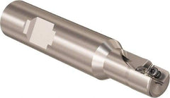 Seco - 1/2" Cut Diam, 9mm Max Depth of Cut, 5/8" Shank Diam, 58.4mm OAL, Indexable Square Shoulder Slot Milling End Mill - Weldon Shank, 90° Lead Angle, Through Coolant, Series R217.69 - Exact Tool & Supply