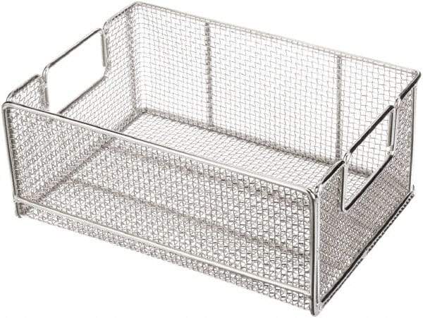Marlin Steel Wire Products - 10" Deep, Rectangular Stainless Steel Wire Basket - 14" Wide x 6" High - Exact Tool & Supply