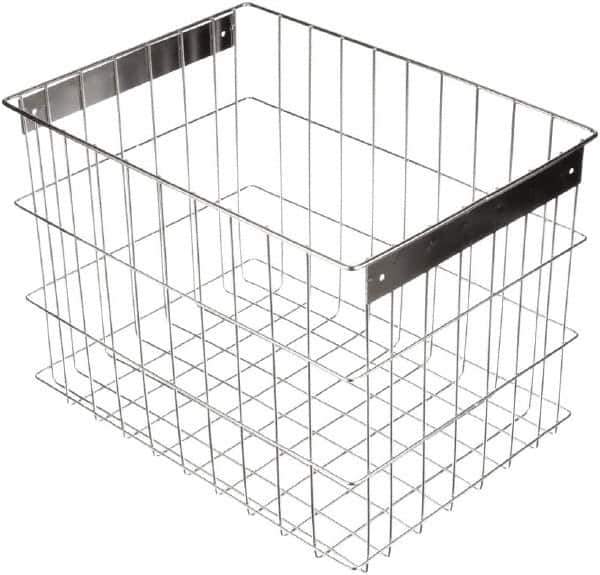 Marlin Steel Wire Products - 16-1/2" Deep, Rectangular Stainless Steel Wire Basket - 11-3/4" Wide x 12-1/4" High - Exact Tool & Supply