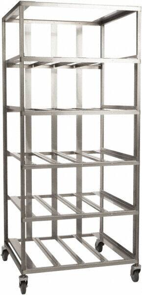 Marlin Steel Wire Products - 21-21/32" Wide x 30-1/2" Long x 12-1/4" High Storage Rack Cart - 4 Shelf, 4 Slot, Stainless Steel, 4 Swivel Casters - Exact Tool & Supply