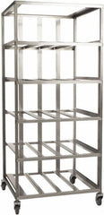 Marlin Steel Wire Products - 21-21/32" Wide x 30-1/2" Long x 12-1/4" High Storage Rack Cart - 4 Shelf, 4 Slot, Stainless Steel, 4 Swivel Casters - Exact Tool & Supply
