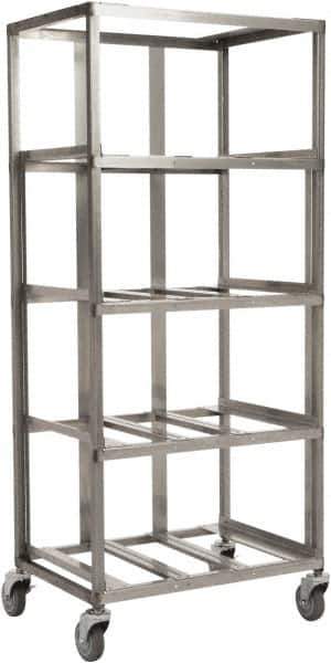 Marlin Steel Wire Products - 24-1/2" Wide x 18-13/32" Long x 12-1/4" High Storage Rack Cart - 4 Shelf, 4 Slot, Stainless Steel, 4 Swivel Casters - Exact Tool & Supply