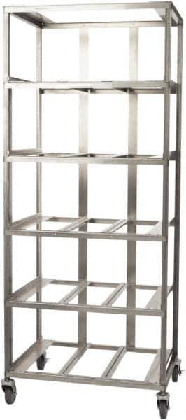 Marlin Steel Wire Products - 21-21/32" Wide x 28-1/2" Long x 12-1/4" High Storage Rack Cart - 5 Shelf, 5 Slot, Stainless Steel, 4 Swivel Casters - Exact Tool & Supply