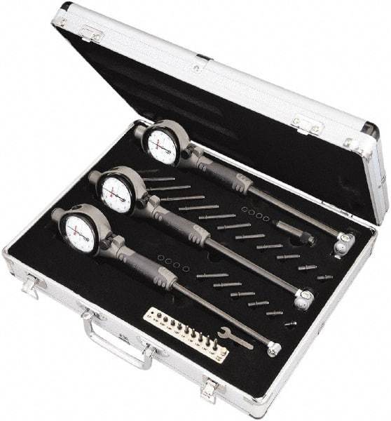 Starrett - 0.7" to 6" Dial Bore Gage Set - 0.0005" Graduation, 6" Gage, Hardened Tool Steel - Exact Tool & Supply