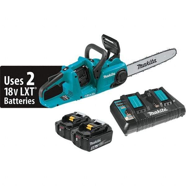 Makita - 18 Volt, 3940 Ft/min, Battery Powered Chainsaw - 14" Guide Bar Length, 3/8" Chain Pitch, 0.043 Chain Gauge - Exact Tool & Supply