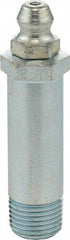 Umeta - Straight Head Angle, 1/8-27 PTF Steel Standard Grease Fitting - 7/16" Hex, 1-3/4" Overall Height, 1-17/64" Shank Length, Zinc Plated Finish - Exact Tool & Supply