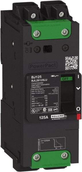 Square D - 45 Amp, 600Y/347 VAC, 2 Pole, Unit Mount B-Frame Circuit Breaker - Thermal-Magnetic Trip, 25 kA at 240 VAC, 18 kA at 277 VAC, 14 kA at 600Y/347 VAC Breaking Capacity, 14-3/0 AWG - Exact Tool & Supply