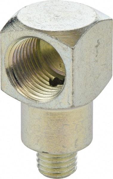 Umeta - 90° Head Angle, 1/4-28 PTF Steel Grease Fitting Adapter - 1/2" Hex, 1.0313" Overall Height, Zinc Plated Finish - Exact Tool & Supply