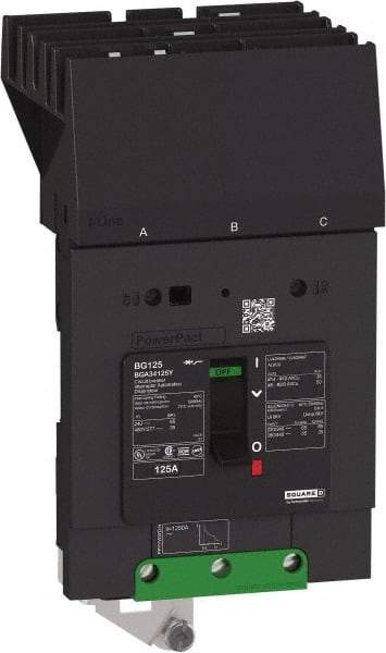 Square D - 45 Amp, 480Y/277 VAC, 3 Pole, Panel Mount B-Frame Circuit Breaker - Thermal-Magnetic Trip, 25 kA at 240 VAC Breaking Capacity, 14-2/0 AWG - Exact Tool & Supply