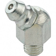 Umeta - 45° Head Angle, 1/4-28 SAE-LT Stainless Steel Standard Grease Fitting - 3/8" Hex, 13/16" Overall Height - Exact Tool & Supply