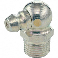 Umeta - 90° Head Angle, 1/8 PTF Stainless Steel Standard Grease Fitting - 7/16" Hex, 7/8" Overall Height - Exact Tool & Supply