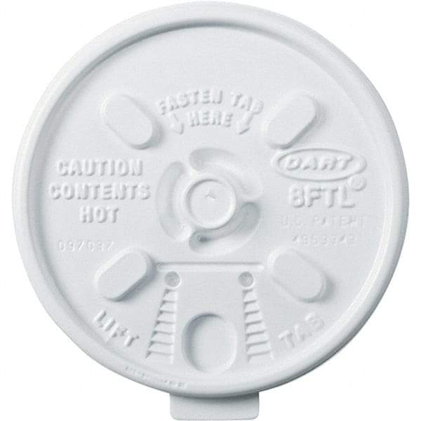 DART - Plastic Hot Cup Lids, 6-10 oz Cups - White - Exact Tool & Supply