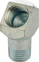 Umeta - 45° Head Angle, 1/8 PTF Steel Grease Fitting Adapter - 1/2" Hex, 1" Overall Height, Zinc Plated Finish - Exact Tool & Supply