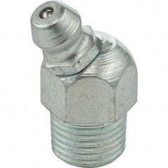 Umeta - 30° Head Angle, 1/8 PTF Stainless Steel Standard Grease Fitting - 7/16" Hex, 0.9063" Overall Height - Exact Tool & Supply