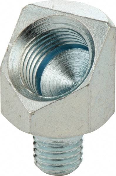 Umeta - 45° Head Angle, 1/4-28 PTF Steel Grease Fitting Adapter - 1/2" Hex, 13/16" Overall Height, Zinc Plated Finish - Exact Tool & Supply