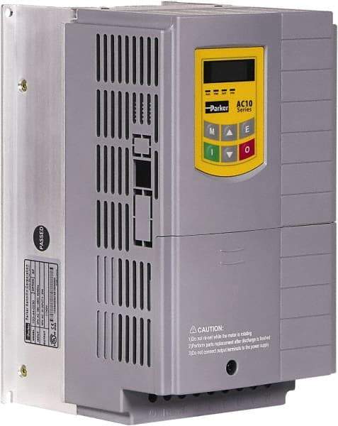 Parker - Three Phase, 230 Volt, 7.5 hp, Variable Frequency Drive - 6.14" Wide x 6.69" Deep x 10" High, IP20 - Exact Tool & Supply