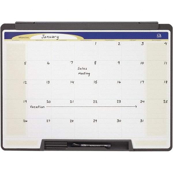 Quartet - 18" High x 24" Wide Magnetic Dry Erase Calendar - Melamine, Includes Accessory Tray/Rail & Dry-Erase Marker - Exact Tool & Supply
