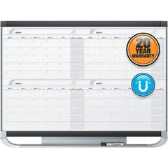 Quartet - 36" High x 48" Wide Magnetic Dry Erase Calendar - Fiberboard Frame, Includes Accessory Tray/Rail, Dry-Erase Marker & Mounting Kit - Exact Tool & Supply