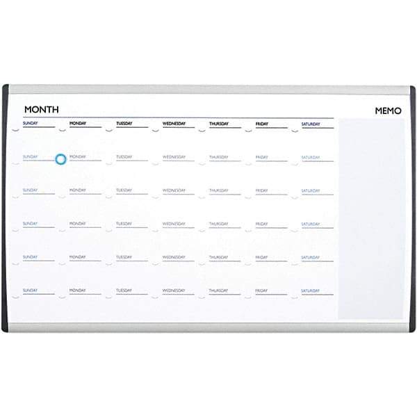 Quartet - 18" High x 30" Wide Magnetic Dry Erase Calendar - Steel, Includes Mounting Kit - Exact Tool & Supply