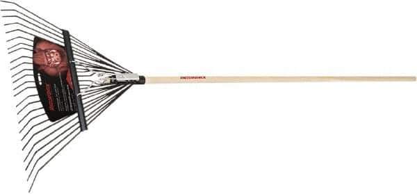 Razor-Back - Leaf Rake with 54" Straight Hardwood Handle - 24" Blade Width, 24 Tines, 14-5/64" Tine Length - Exact Tool & Supply