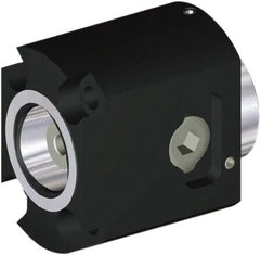 Kennametal - Neutral Cut, PSC50 Modular Connection, Adapter/Mount Lathe Modular Clamping Unit - 12mm Square Shank Length, 50mm Square Shank Diam, 3-1/2" OAL, Through Coolant, Series CLNS-EF Flange Mount Side Access - Exact Tool & Supply