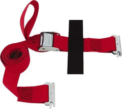 Snap-Loc - 8' Long x 2" Wide, 3,000 Lb Basket Capacity, Polyester & Steel Web Sling - 2" Diam Chain, Red, with Cambuckle Tie Down - Exact Tool & Supply