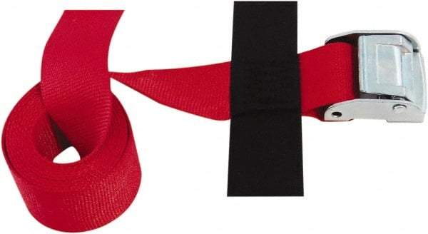 Snap-Loc - 8' Long x 2" Wide, 3,000 Lb Basket Capacity, Polyester & Steel Web Sling - Red, with Cambuckle Tie Down - Exact Tool & Supply