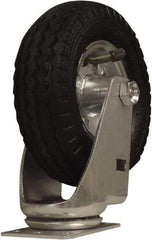 Snap-Loc - 6" Diam x 1-1/4" Wide x 7-1/2" OAH Top Plate Mount Swivel Caster - Rubber, 375 Lb Capacity, Ball Bearing, 1-3/4 X 2-7/8" Plate, Round Stem - Exact Tool & Supply