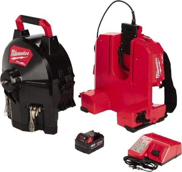 Milwaukee Tool - 18V Battery Battery Drain Cleaning Machine - For 1-1/4" to 4" Pipe, 50' Cable - Exact Tool & Supply