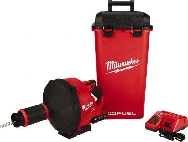 Milwaukee Tool - 18V Battery Battery Drain Cleaning Machine - For 3" Pipe, 35' Cable, 500 Max RPM - Exact Tool & Supply