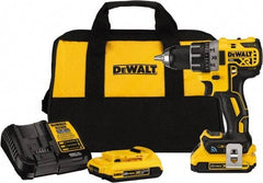 DeWALT - 20 Volt 1/2" Chuck Pistol Grip Handle Cordless Drill - 0-2000 RPM, Keyless Chuck, Reversible, 2 Lithium-Ion Batteries Included - Exact Tool & Supply