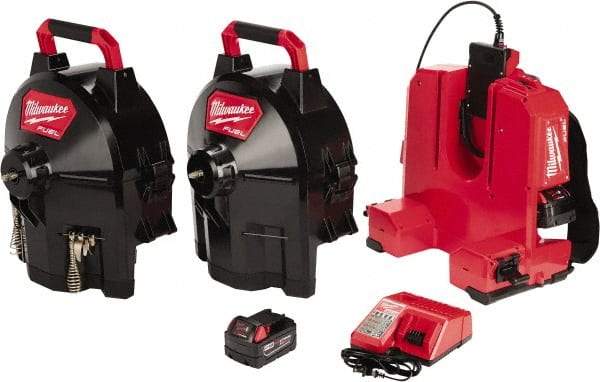 Milwaukee Tool - 18V Battery Battery Drain Cleaning Machine - For 1-1/4" to 4" Pipe, 50' Cable - Exact Tool & Supply