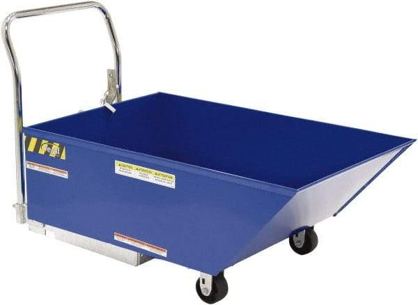Vestil - 206 Lb Load Capacity, 1/3 Cu Yd, Steel Low Profile - 29-13/16" Wide x 54" Long x 33-5/8" High, Blue - Exact Tool & Supply