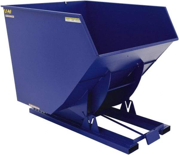 Vestil - 6,000 Lb Load Capacity, 4 Cu Yd, Steel Self-Dumping Hopper - 64" Wide x 79-3/8" Long x 64-3/8" High, Blue - Exact Tool & Supply