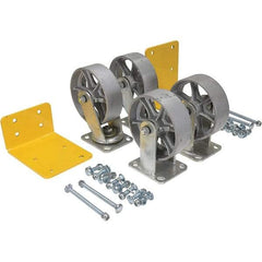 Vestil - 6" Diam x 2" Wide, Semi-Steel (2) Rigid (2) Swivel Caster - 4,800 Lb Capacity, Top Plate Mount, 4" x 4-1/2" Plate - Exact Tool & Supply