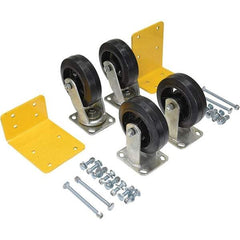 Vestil - 6" Diam x 2" Wide, Mold on Rubber (2) Rigid (2) Swivel Caster - 2,400 Lb Capacity, Top Plate Mount, 4" x 4-1/2" Plate - Exact Tool & Supply