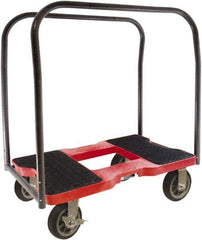 Snap-Loc - 1,500 Lb Capacity Steel Panel Cart - Polyethylene/Polypropylene Plastic Deck, 20-1/2" OAW, 32" Platform Length x 9-1/2" Platform Height, Rubber Casters - Exact Tool & Supply