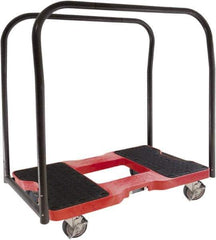 Snap-Loc - 1,500 Lb Capacity Steel Panel Cart - Polyethylene/Polypropylene Plastic Deck, 20-1/2" OAW, 32" Platform Length x 7" Platform Height, Polyurethane Casters - Exact Tool & Supply