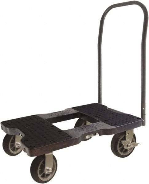 Snap-Loc - 1,500 Lb Capacity Steel Convertible Hand Truck - Polyethylene/Polypropylene Plastic Deck, 20-1/2" OAW, 32" Platform Length x 9-1/2" Platform Height, Rubber Casters - Exact Tool & Supply