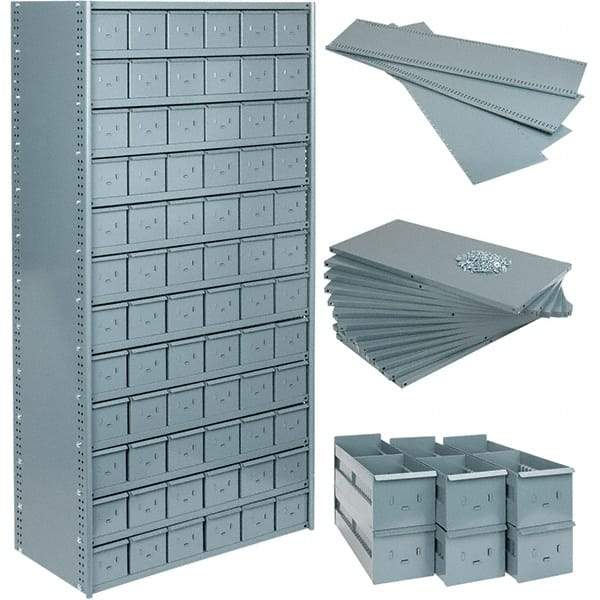 Value Collection - 35.8" Wide, 1 High, Open Shelving Accessory/Component - 21 Gauge Steel, Powder Coat Finish, Use with Bins/Totes - Exact Tool & Supply