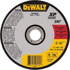 DeWALT - 6" Ceramic Cutoff Wheel - 0.045" Thick, 7/8" Arbor, 10,100 Max RPM, Use with Angle Grinders - Exact Tool & Supply