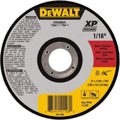 DeWALT - 5" Ceramic Cutoff Wheel - 0.04" Thick, 7/8" Arbor, 12,200 Max RPM, Use with Angle Grinders - Exact Tool & Supply