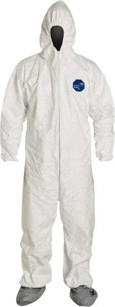 Dupont - Size 3XL Film Laminate General Purpose Coveralls - White, Zipper Closure, Elastic Cuffs, Elastic Ankles, Serged Seams - Exact Tool & Supply