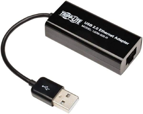 Tripp-Lite - Network Adapter - USB A Male Connector, Black, Use with 10/100Mbps Network - Exact Tool & Supply