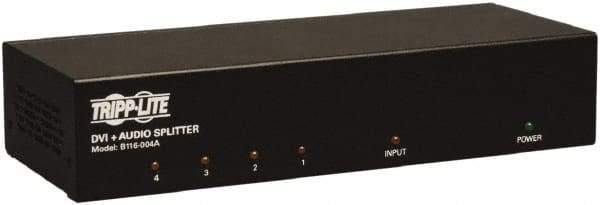 Tripp-Lite - DVI Splitter with Audio and Signal Booster - DVI Connector, Black, Use with Monitors - Exact Tool & Supply