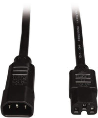 Tripp-Lite - 3', 14/3 Gauge/Conductors, Black Indoor Replacement Cord - 0 Receptacles, 15 Amps, 120 VAC, UL SJT, NEMA IEC-320 - Exact Tool & Supply