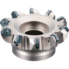 Kyocera - Indexable Chamfer & Angle Face Mills; Cutting Diameter (Inch): 2 ; Arbor Hole Diameter (Inch): 0.75 ; Hole Thread Size: 3/8-24 ; Lead Angle: 45 ; Overall Height (mm): 50.00 ; Insert Compatibility: PNMU1205ANER?; PNEU1205ANER? - Exact Tool & Supply