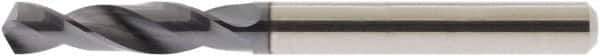 Accupro - #38 118° Spiral Flute Solid Carbide Screw Machine Drill Bit - AlTiN Finish, Right Hand Cut, 14mm Flute Length, 43mm OAL, Straight Shank - Exact Tool & Supply