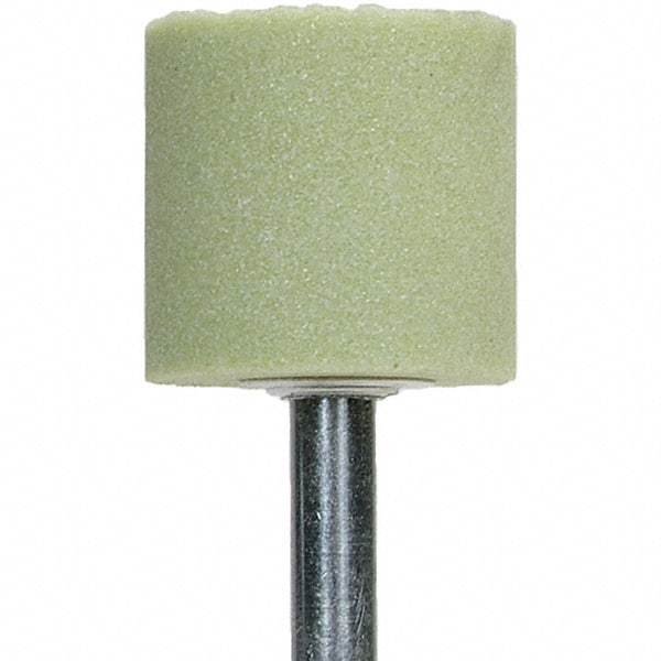 Norton - 2" Head Diam x 1/2" Thickness, W189, Cylinder End, Ceramic Mounted Point - Green, Extra Coarse Grade, 36 Grit, 24,000 RPM - Exact Tool & Supply