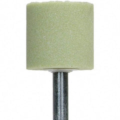 Norton - 2" Head Diam x 1/2" Thickness, W189, Cylinder End, Ceramic Mounted Point - Green, Extra Coarse Grade, 36 Grit, 24,000 RPM - Exact Tool & Supply